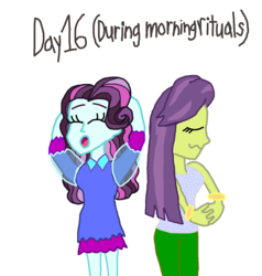 Size: 1500x1576 | Tagged: safe, artist:ktd1993, principal abacus cinch, victoria, equestria girls, g4, cinchtoria, clothes, female, inktober, inktober 2019, lesbian, nightgown, pajamas, simple background, stretching, transparent background