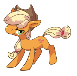 Size: 337x330 | Tagged: safe, artist:kuschelig, applejack, earth pony, pony, g4, animated, bedroom eyes, cowboy hat, cute, female, hat, jackabetes, mare, simple background, solo, tail wag, tail wiggle, transparent background