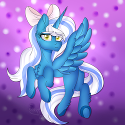 Size: 3000x3000 | Tagged: safe, artist:tomboygirl45, oc, oc only, oc:fleurbelle, alicorn, pony, bow, female, hair bow, high res, mare, solo