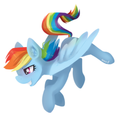 Size: 2720x2683 | Tagged: safe, artist:goshhhh, rainbow dash, pegasus, pony, g4, ear fluff, female, flying, grin, high res, looking at something, mare, simple background, smiling, solo, spread wings, transparent background, wings
