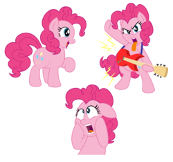 Size: 925x864 | Tagged: safe, artist:aleximusprime, artist:matthewrhumphreys, pinkie pie, earth pony, pony, g4, electric guitar, female, freakout, guitar, happy, musical instrument, remade, remake, remastered, screaming, solo, tongue out, vector