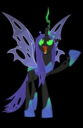 Size: 700x1080 | Tagged: safe, artist:neondash, edit, queen chrysalis, changeling, g4, the ending of the end, black background, female, open mouth, simple background, solo, ultimate chrysalis