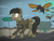 Size: 1280x983 | Tagged: dead source, safe, artist:kozachokzrotom, oc, oc:sandbreeze, earth pony, insect, pony, unicorn, wasp, fallout equestria, cazador, fallout, fallout: new vegas, las pegasus resident