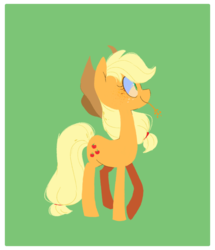 Size: 1280x1489 | Tagged: safe, artist:j_kei, artist:jkeiontheworks, applejack, earth pony, pony, g4, cowboy hat, cute, female, green background, hat, jackabetes, mare, profile, simple background, solo, straw in mouth