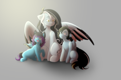 Size: 2560x1700 | Tagged: safe, artist:hicoojoo, oc, oc only, oc:despy, oc:tyler, pegasus, pony, colored wings, colt, female, filly, male, mare, multicolored wings, wings