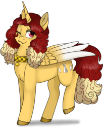 Size: 907x1100 | Tagged: safe, artist:69beas, oc, oc only, oc:jessie feuer, alicorn, pony, collar, colored hooves, colored wings, fangs, female, mare, one eye closed, raised leg, simple background, smiling, solo, transparent background, wings