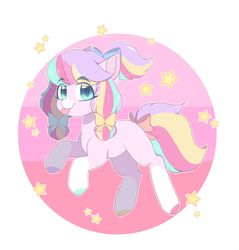 Size: 1280x1339 | Tagged: safe, artist:koishay, oc, oc:lolly racer, earth pony, pony, adorable face, bow, cute, eyebrows, eyebrows visible through hair, female, hoof polish, multicolored hair, ocbetes, pigtails, stars, tail bow, tongue out