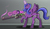 Size: 2800x1626 | Tagged: safe, artist:wangkingfun, oc, oc only, oc:lacunae, alicorn, pony, unicorn, fallout equestria, fallout equestria: project horizons, alicorn oc, artificial alicorn, butt, dock, fanfic, fanfic art, female, glowing horn, gun, hooves, horn, levitation, magic, mare, minigun, plot, purple alicorn (fo:e), raised hoof, scope, solo, spread wings, telekinesis, weapon, wings