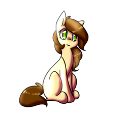 Size: 945x846 | Tagged: safe, artist:snowolive, oc, oc only, earth pony, pony, blank flank, commission, female, mare, simple background, sitting, smiling, solo, transparent background