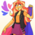Size: 3000x3000 | Tagged: dead source, safe, artist:wizardstove, sunset shimmer, equestria girls, g4, bisexual pride flag, breasts, cleavage, clothes, female, high res, jacket, leather, leather jacket, pride, simple background, skirt, smiling, solo, sunset shimmer is bisexual, white background