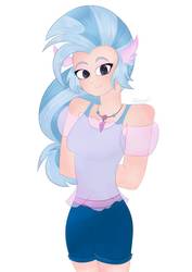 Size: 724x1024 | Tagged: safe, artist:nutsfify, silverstream, human, g4, arm behind back, female, humanized, simple background, solo, white background, wing ears