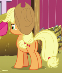 Size: 511x600 | Tagged: safe, screencap, applejack, pony, g4, going to seed, butt, cropped, plot
