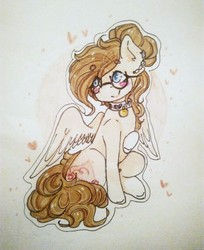 Size: 720x882 | Tagged: safe, artist:crystal890, artist:shiroikitten, oc, oc only, oc:mary, pegasus, pony, female, glasses, mare, solo, traditional art
