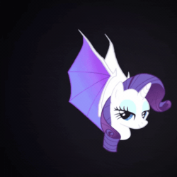 Size: 480x480 | Tagged: safe, artist:pradashie, rarity, dracony, hybrid, pony, g4, animated, black background, dragon wings, female, lidded eyes, looking at you, mare, simple background, solo, species swap, wings