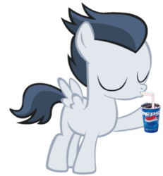 Size: 1218x1320 | Tagged: safe, artist:jawsandgumballfan24, rumble, pegasus, pony, g4, colt, cute, drinking, eyes closed, foal, male, pepsi, pepsi logo, rumblebetes, simple background, soda, solo, straw, transparent background, vector