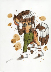 Size: 4920x6972 | Tagged: safe, artist:luxiwind, oc, oc only, oc:zahara, pony, zebra, absurd resolution, clothes, female, solo, sweater, traditional art