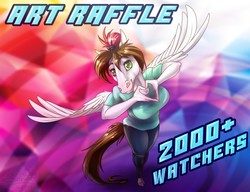 Size: 1280x985 | Tagged: safe, artist:sunny way, oc, oc only, oc:sunny way, horse, pegasus, anthro, unguligrade anthro, advertisement, art raffle, happy, lottery, love, smiling, solo, wings