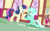 Size: 400x250 | Tagged: safe, screencap, blues, bon bon, lyra heartstrings, noteworthy, sweetie drops, earth pony, pony, unicorn, g4, season 9, the big mac question, animated, background characters doing background things, background pony, blink and you'll miss it, cropped, female, gif, it finally happened, it happened, lesbian, male, marriage proposal, raised hoof, ship:lyrabon, shipping, stallion, will you marry me