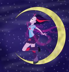 Size: 874x914 | Tagged: safe, artist:baly89, twilight sparkle, equestria girls, g4, female, moon, sailor moon (series), solo