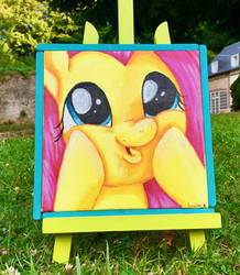 Size: 834x958 | Tagged: safe, artist:colorsceempainting, fluttershy, pony, g4, sweet and smoky, cute, faic, painting, traditional art
