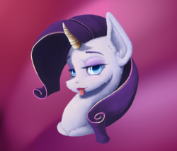 Size: 1621x1388 | Tagged: safe, artist:gliconcraft, rarity, pony, unicorn, g4, bust, female, mlem, silly, solo, tongue out