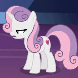 Size: 480x480 | Tagged: safe, edit, edited screencap, screencap, sweetie belle, pony, unicorn, g4, growing up is hard to do, animated, cropped, cute, cutie mark, diasweetes, female, gif, loop, older, older sweetie belle, reversed, solo, the cmc's cutie marks, twilight's castle