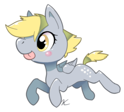 Size: 443x401 | Tagged: safe, artist:kuschelig, derpy hooves, pegasus, pony, g4, blushing, chibi, cutie mark, female, filly, freckles, simple background, solo, tongue out, transparent background, younger