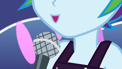 Size: 1920x1080 | Tagged: safe, screencap, rainbow dash, equestria girls, equestria girls specials, g4, my little pony equestria girls: better together, my little pony equestria girls: spring breakdown, all good (song), close-up, extreme close-up, faceless female, female, microphone, mouth, multicolored hair, offscreen character, open mouth, singing, sleeveless, solo