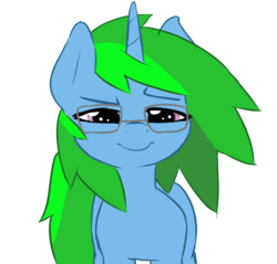 Size: 1135x1087 | Tagged: safe, artist:fluor1te, oc, oc only, oc:avocado pone, pony, unicorn, bust, colored, doodle, eyebrows, female, flat colors, intrigued, looking at you, mare, portrait, solo, squint
