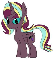 Size: 721x793 | Tagged: artist needed, safe, derpibooru exclusive, starlight glimmer, sunset shimmer, oc, oc only, oc:nyx, oc:starlight nyx shimmer, alicorn, pony, 1000 hours in ms paint, alicorn oc, closed mouth, cutie mark, ears up, equestria is doomed, equestria is fucked, eyelashes, eyes open, female, fusion, happy, horn, lidded eyes, looking at you, looking back, looking back at you, mare, ms paint, ms paint adventures, nostrils, parent:starlight glimmer, parent:sunset shimmer, simple background, smiling, solo, standing, white background, wings, xk-class end-of-the-universe scenario, xk-class end-of-the-world scenario