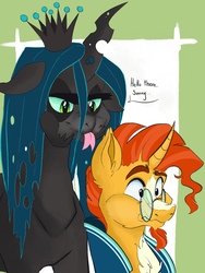 Size: 3000x4000 | Tagged: safe, artist:vantiss, queen chrysalis, sunburst, g4, female, male, shipping, straight, text, wall of text