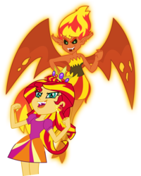 Size: 4334x5415 | Tagged: safe, artist:bradleyeighth, sunset shimmer, demon, equestria girls, g4, my little pony equestria girls, absurd resolution, crown, evil, faic, fall formal, female, jewelry, jojo pose, jojo reference, jojo's bizarre adventure, meme, prom queen meme, regalia, simple background, solo, stand, sunset satan, trace, transparent background, vector, vector trace