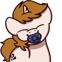 Size: 1000x1000 | Tagged: safe, artist:sugar morning, edit, oc, oc:white shield, pony, abdl, adult foal, eyes closed, male, pacifier, stallion, sugar morning's smiling ponies
