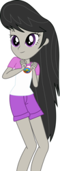 Size: 3254x9251 | Tagged: safe, artist:marcorulezzz, octavia melody, equestria girls, legend of everfree, absurd resolution, camp everfree outfits, clothes, female, legs, shirt, shorts, simple background, smiling, solo, t-shirt, transparent background, vector