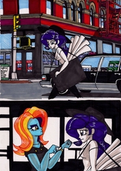 Size: 1390x1968 | Tagged: safe, artist:newyorkx3, rarity, sassy saddles, equestria girls, g4, car, comic, equestria girls-ified, female, manic monday, song reference, watch