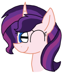 Size: 707x812 | Tagged: safe, artist:徐詩珮, oc, oc only, oc:evening glitter, pony, unicorn, icey-verse, bust, cute, female, magical lesbian spawn, mare, next generation, offspring, parent:starlight glimmer, parent:sunset shimmer, parents:shimmerglimmer, simple background, solo, transparent background
