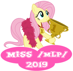 Size: 1434x1389 | Tagged: safe, fluttershy, pegasus, pony, g4, /mlp/, 4chan, best pony, cute, female, mare, miss /mlp/ 2019, shyabetes, solo, trophy