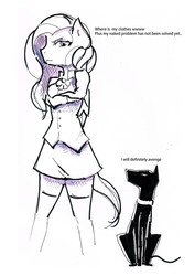 Size: 2480x3508 | Tagged: safe, artist:mashiromiku, fluttershy, dog, anthro, comic:exhibitionism comic, g4, clothes, comic, crossed arms, cute, engrish, high res, traditional art