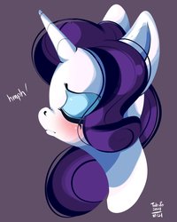 Size: 1213x1514 | Tagged: safe, artist:tohupo, rarity, pony, unicorn, g4, blushing, bust, cute, eyes closed, female, hmph, mare, portrait, profile, purple background, raribetes, simple background, solo