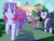 Size: 1600x1200 | Tagged: safe, artist:hakirayleigh, rarity, sparkler (g1), spike, dragon, pony, unicorn, g1, g4, distracted boyfriend meme, female, g1 to g4, generation leap, happy birthday mlp:fim, male, mare, mlp fim's ninth anniversary, spanish, winged spike, wings