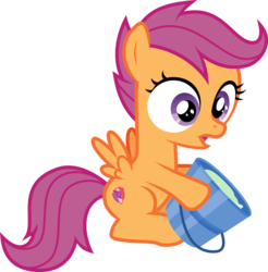Size: 3000x3048 | Tagged: safe, artist:sollace, scootaloo, pegasus, pony, g4, the fault in our cutie marks, .svg available, bucket, cute, female, filly, foal, high res, open mouth, sand, show accurate, simple background, solo, transparent background, vector