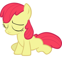 Size: 5553x5271 | Tagged: safe, artist:tardifice, edit, editor:slayerbvc, vector edit, apple bloom, earth pony, pony, a friend in deed, g4, accessory-less edit, female, filly, missing accessory, sad, simple background, sitting, solo, transparent background, vector