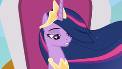 Size: 1920x1080 | Tagged: safe, screencap, twilight sparkle, alicorn, pony, g4, the last problem, crown, female, jewelry, looking down, mare, older, older twilight, older twilight sparkle (alicorn), princess twilight 2.0, regalia, solo, twilight sparkle (alicorn)