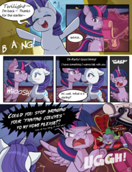 Size: 1024x1326 | Tagged: safe, artist:kingkero, rarity, spike, twilight sparkle, alicorn, pony, comic:couches problem, g4, angry, comic, couch, fainting couch, twilight sparkle (alicorn), twilight's castle