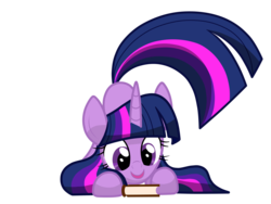 Size: 4128x3096 | Tagged: safe, artist:lovehtf421, twilight sparkle, pony, unicorn, g4, behaving like a cat, book, bookhorse, cute, eyes on the prize, face down ass up, female, high res, looking at something, open mouth, simple background, solo, that pony sure does love books, transparent background, twiabetes, twilight cat, unicorn twilight