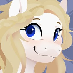 Size: 1000x1000 | Tagged: safe, artist:feve, oc, oc only, oc:solveig, earth pony, pony, female, lineless, smiling, solo
