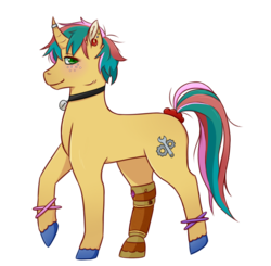 Size: 900x883 | Tagged: safe, artist:guiltyp, oc, oc only, oc:little meteor, pony, unicorn, amputee, female, mare, prosthetic leg, prosthetic limb, prosthetics, simple background, solo, transparent background