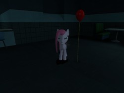 Size: 1024x768 | Tagged: safe, artist:nightmenahalo117, pony, 3d, balloon, grin, it, smiling