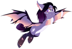 Size: 900x609 | Tagged: safe, artist:scarlet-spectrum, oc, oc:dawn aurora, bat pony, pony, bat pony oc, clothes, female, flying, looking at you, mare, simple background, smiling, solo, stockings, thigh highs, transparent background