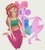 Size: 1062x1186 | Tagged: safe, artist:5mmumm5, pinkie pie, sunset shimmer, equestria girls, g4, bubblegum, female, food, gum, holding hands, lesbian, looking at you, ship:sunsetpie, shipping, sitting